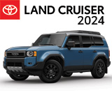 3/4 Quarter Left Facing Image of a blue 2024 Toyota Land Cruiser